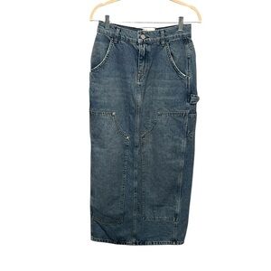 BDG urban outfitters denim carpenter maxi skirt size Small